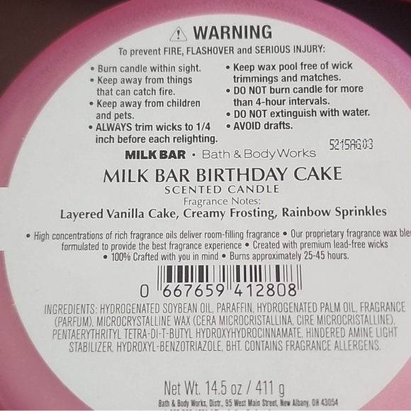 Bath & Body Works Milk Bar Birthday Cake Candle – 14.5 oz - Picture 2 of 2